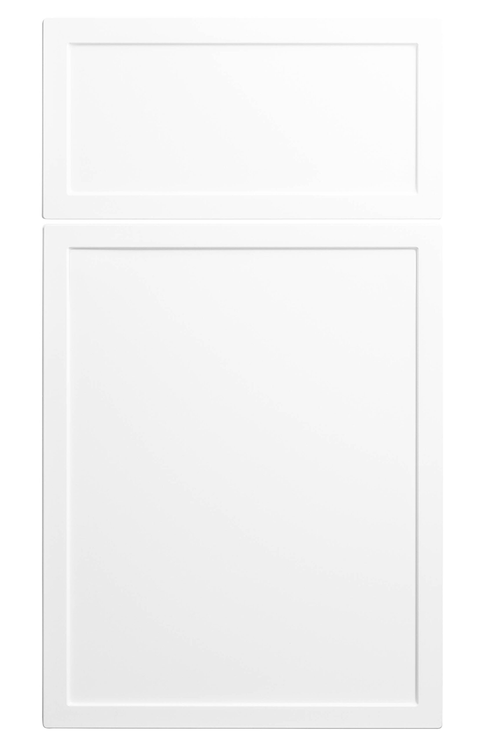 Front view of a white Bristol cabinet panel that Heart of Home Kitchen and Bath Inc can install