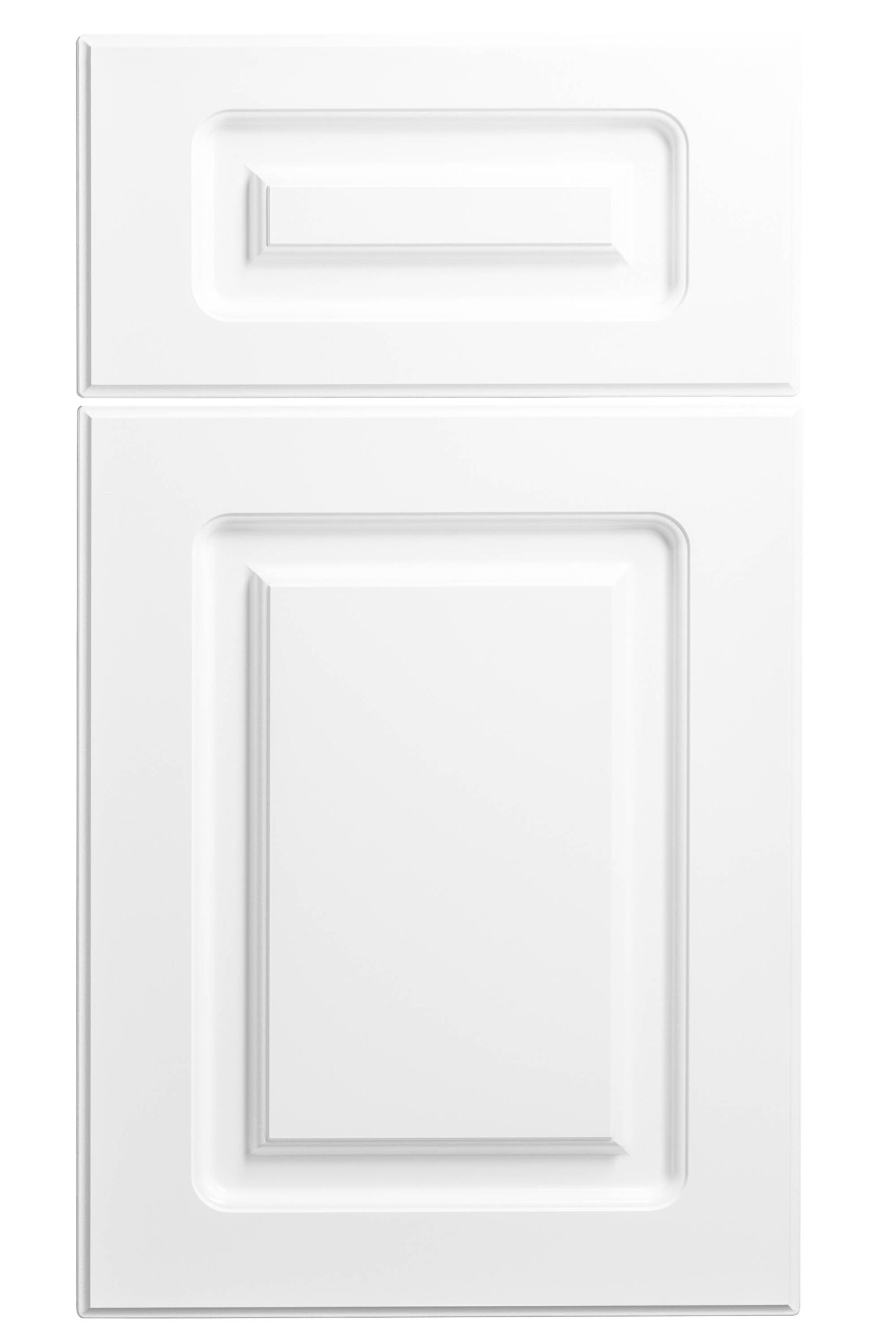 Front view of a white Classic cabinet panel that Heart of Home Kitchen and Bath Inc can install