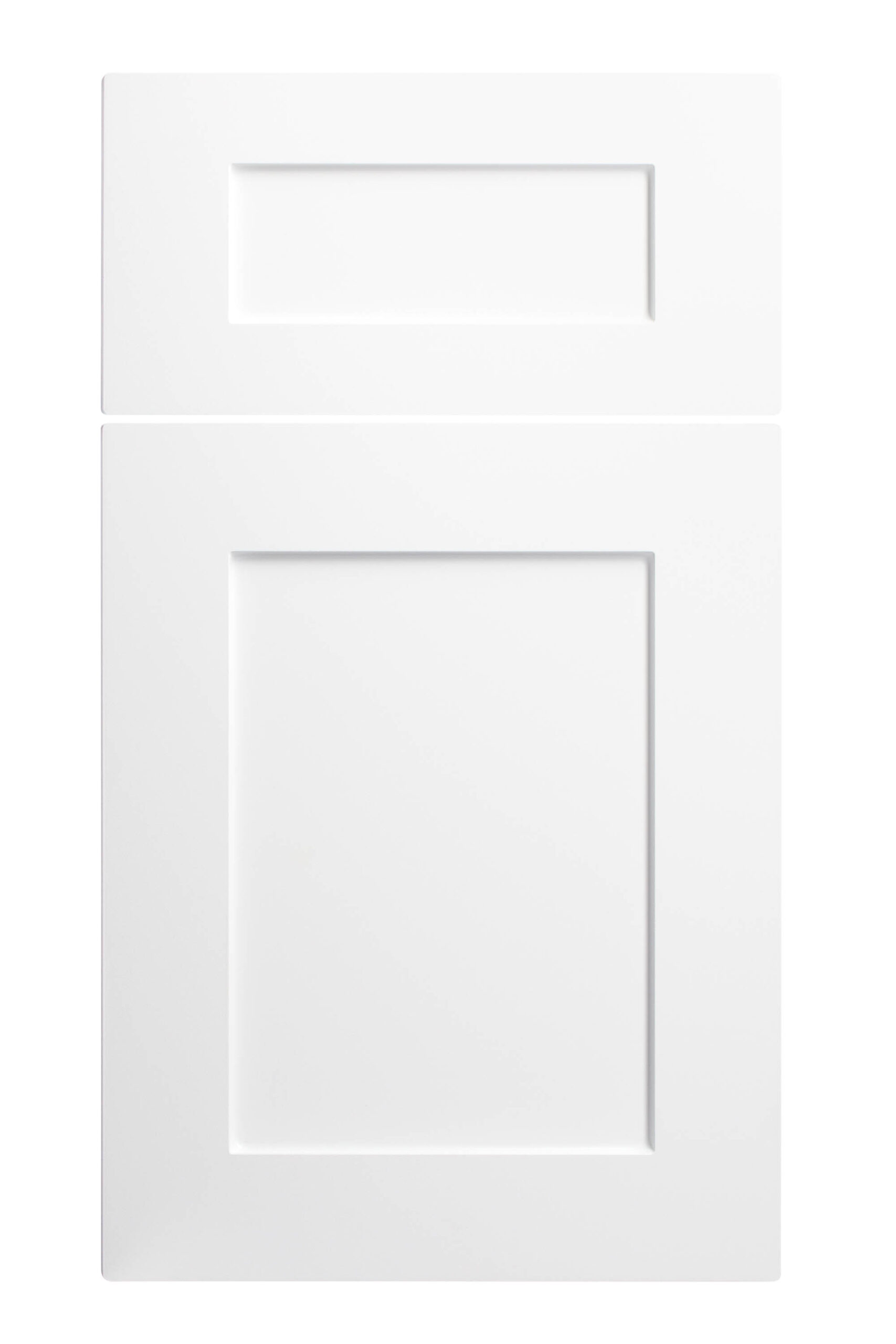 Front view of a white Oxford cabinet panel that Heart of Home Kitchen and Bath Inc can install