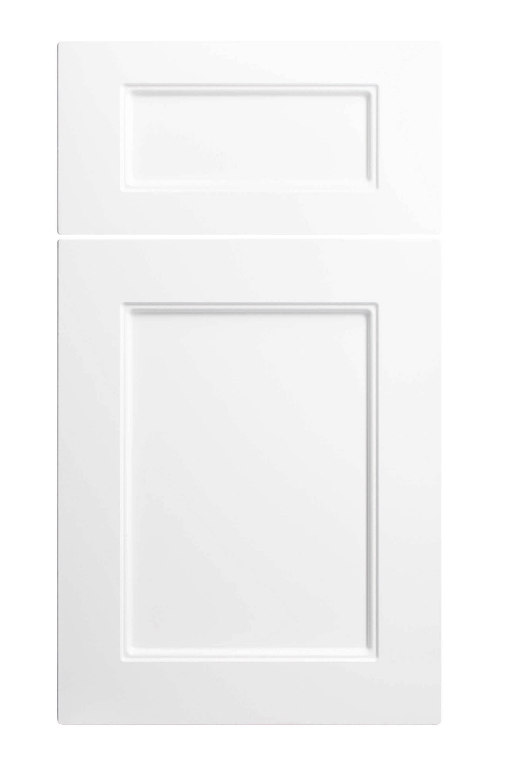Front view of a white Shaker Florence cabinet panel that Heart of Home Kitchen and Bath Inc can install