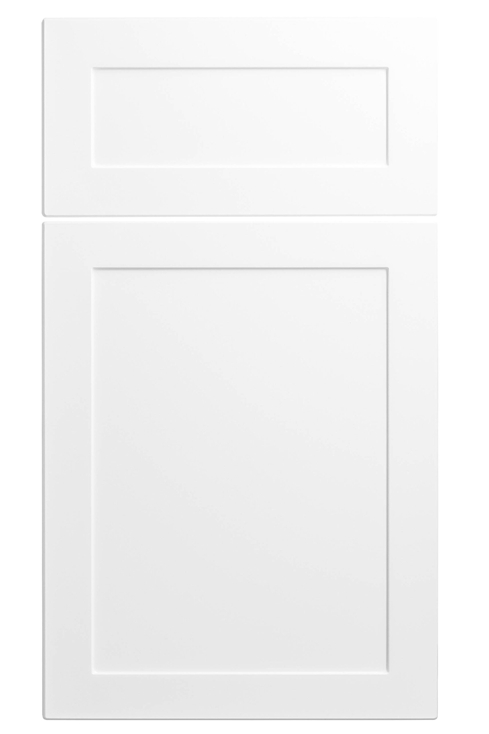 Front view of a white Trillium cabinet panel that Heart of Home Kitchen and Bath Inc can install