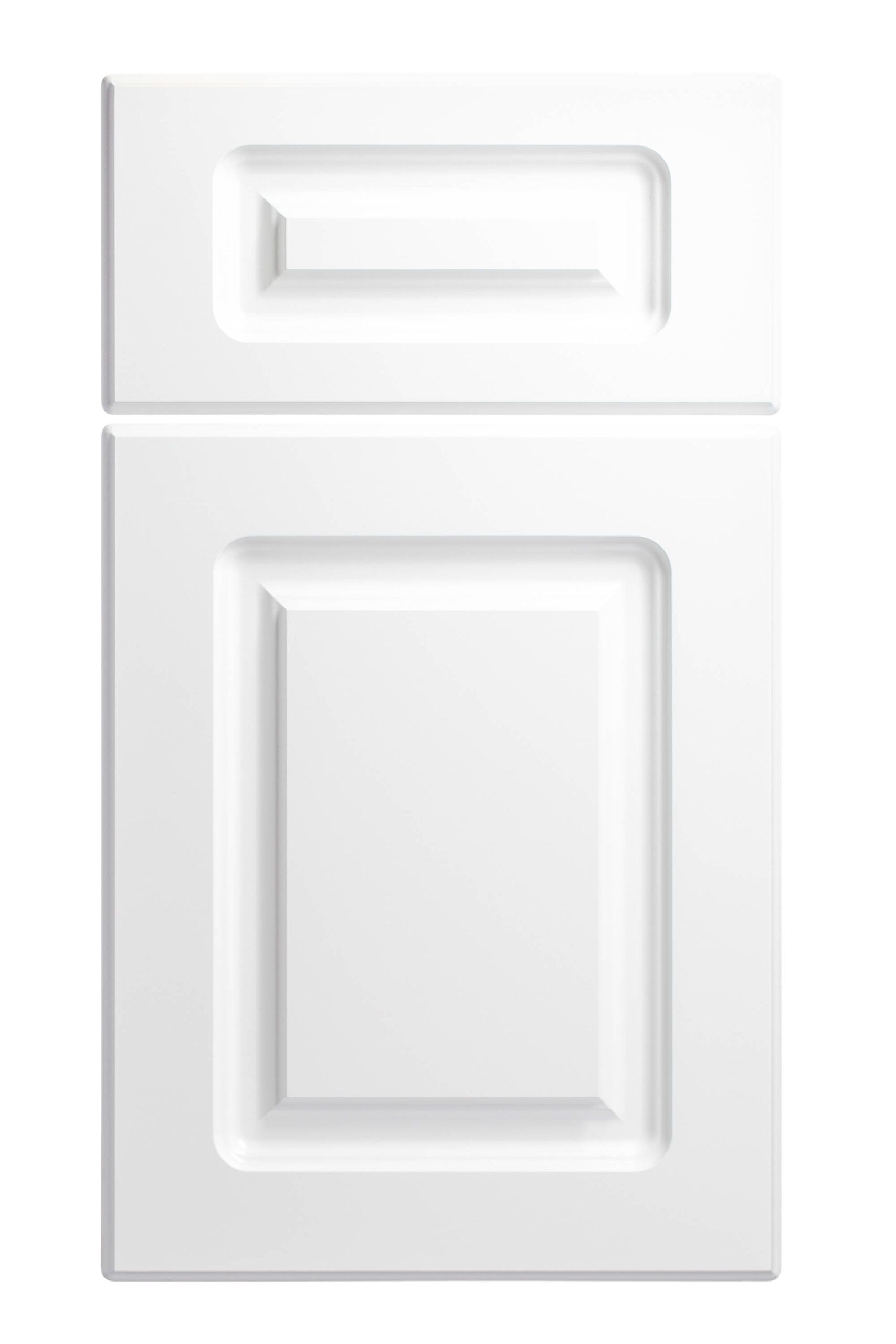 Front view of a white Vermont cabinet panel that Heart of Home Kitchen and Bath Inc can install