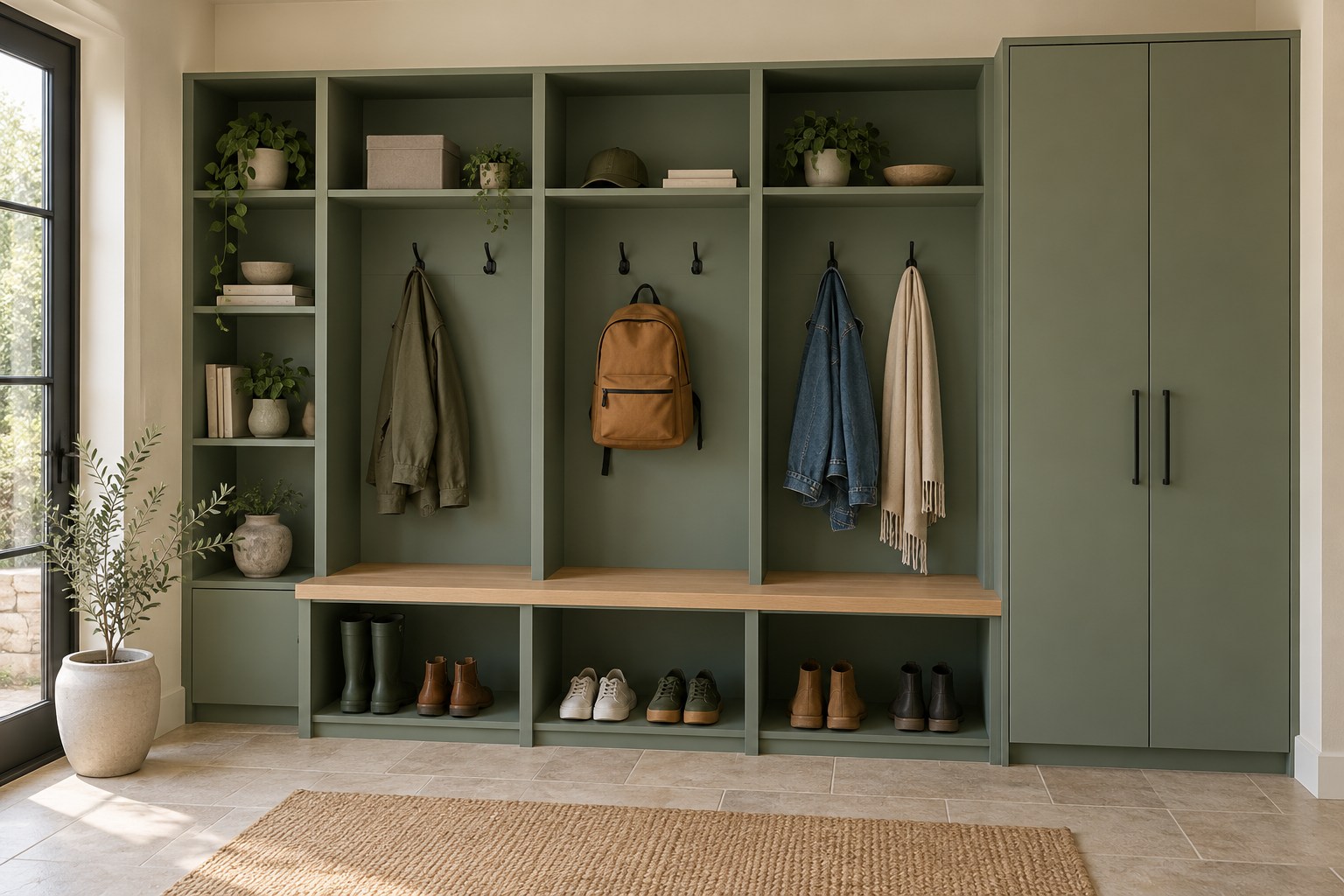 Coordinated mudroom storage
